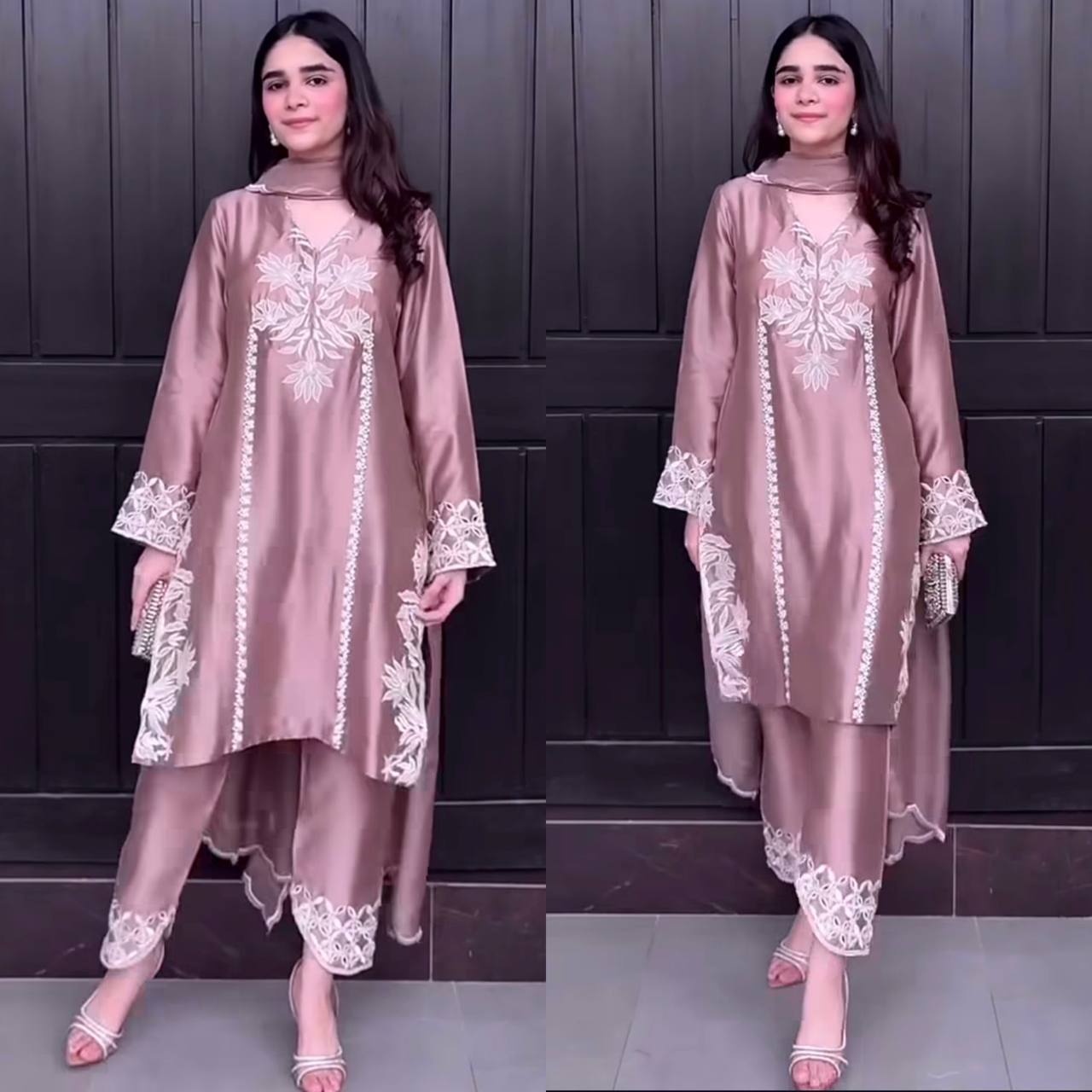 Radiant Mauve Thread-Work Kurta